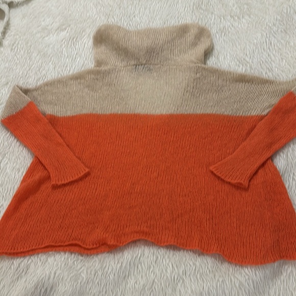 Wooden ships orange brown wool mohair open knit cropped hoodie size small medium - Picture 6 of 6